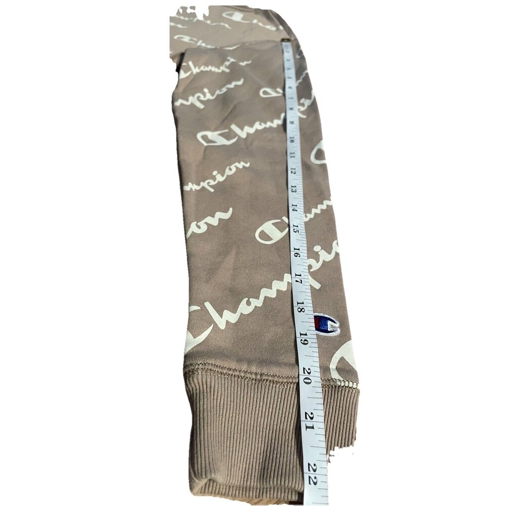 Youth Champion All-Over Logo Hoodie – Brown/Tan – Size Large (12-14) - Picture 4 of 6